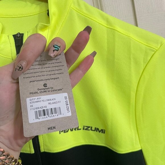 Pearl Izumi Mens NWT Yellow Black Full Zip Short Sleeve Quest Cycling Jersey XS - Picture 5 of 10